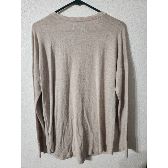 Abercrombie & Fitch Long Sleeve Top Womens M Moose Logo Beige Stretch Minimalist - Picture 6 of 8
